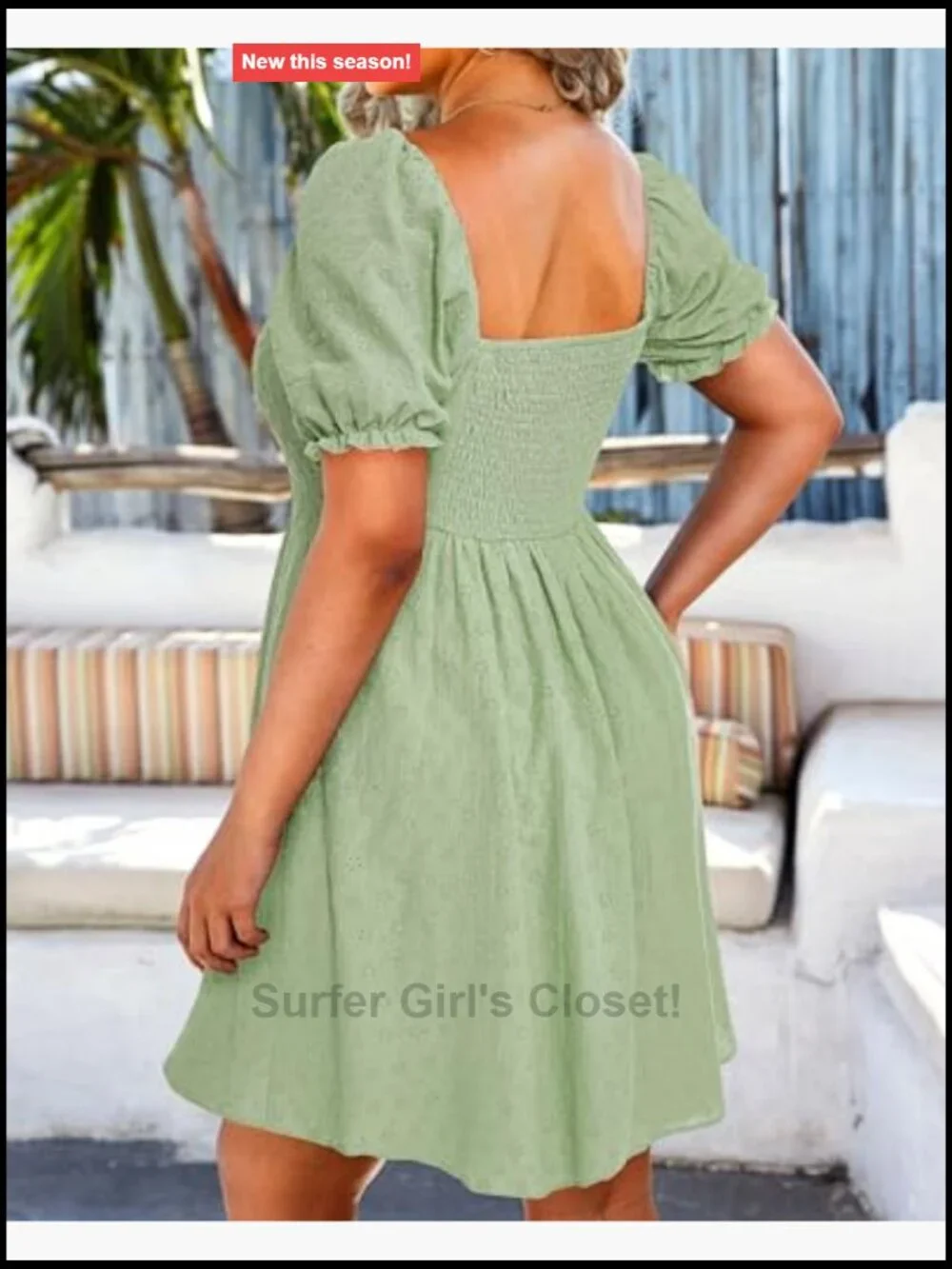 Plus Size Puff Sleeve Eyelet Sundress Casual Babydoll Mini Dress Smocked